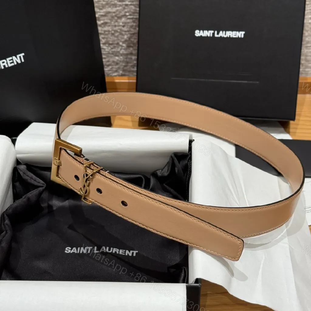 View 9 of Chic Leather Belt with Gold-Tone Hardware Belt