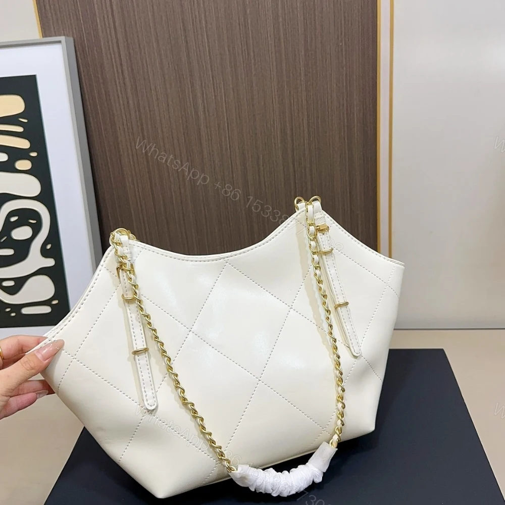 View 4 of Chanel Shopping Bag And Gold Tone Metal White 21Cm