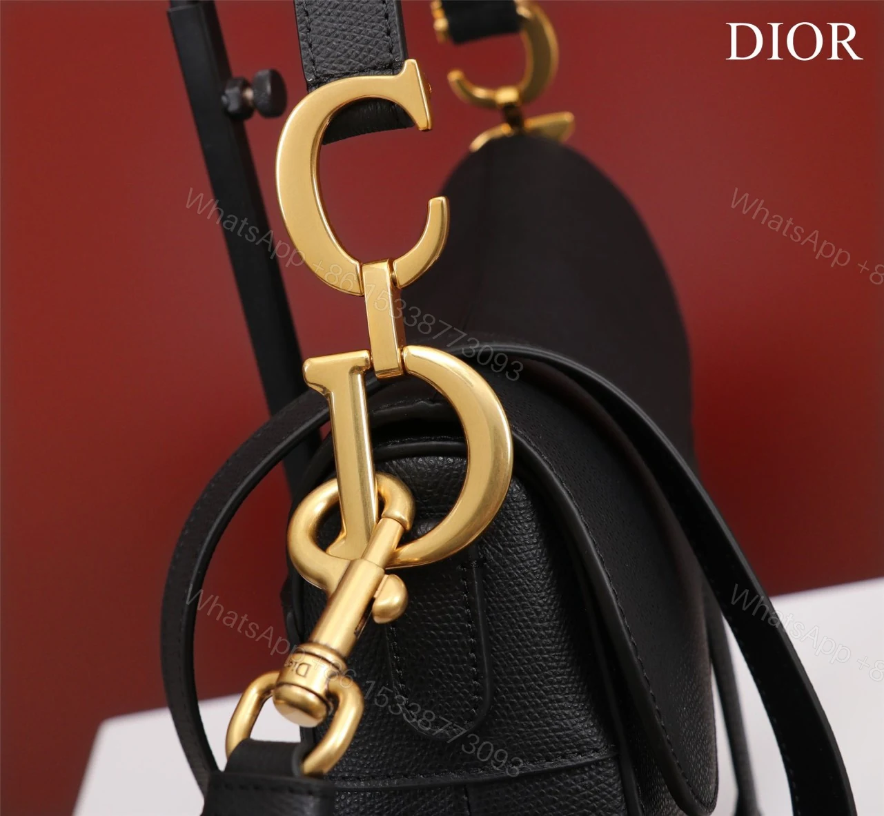 View 6 of Dior Saddle 11 Handbags Black With Lock Yellow Gold 25x20x6.5cm