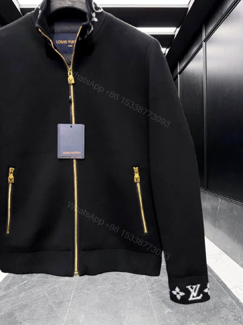 View 4 of Black Cotton-Nylon Coach Jacket | Modern Luxe, Signature Details