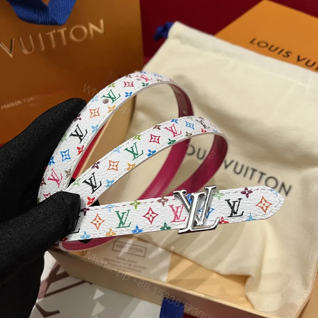 View 3 of Colorful Monogram Rainbow Belt — Luxury Coated Canvas Belt