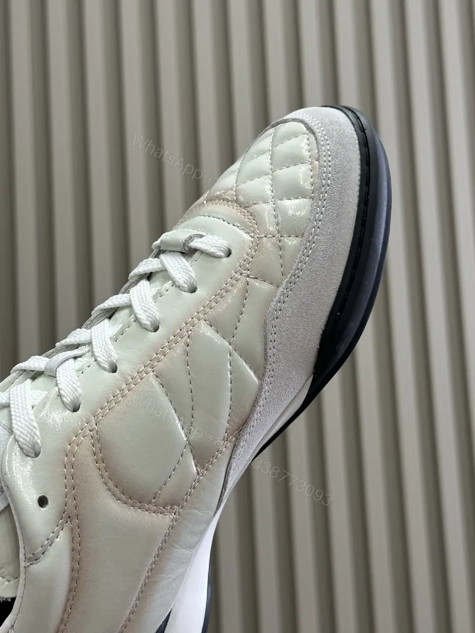View 4 of White Quilted Leather Sneaker with Subtle Luxe Details