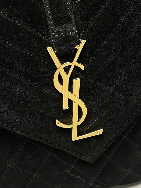 View 6 of Quilted Calfskin Bag with Gold YSL Emblem: Compact Luxury