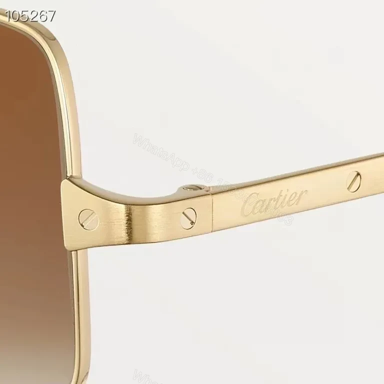 View 3 of Golden Frame Cartier Sunglasses: Modern Luxe UV400 Glasses