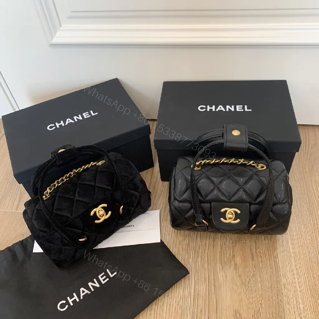 View 4 of Quilted Mini Handbag: Black, Gold-Tone, Luxe Crossbody