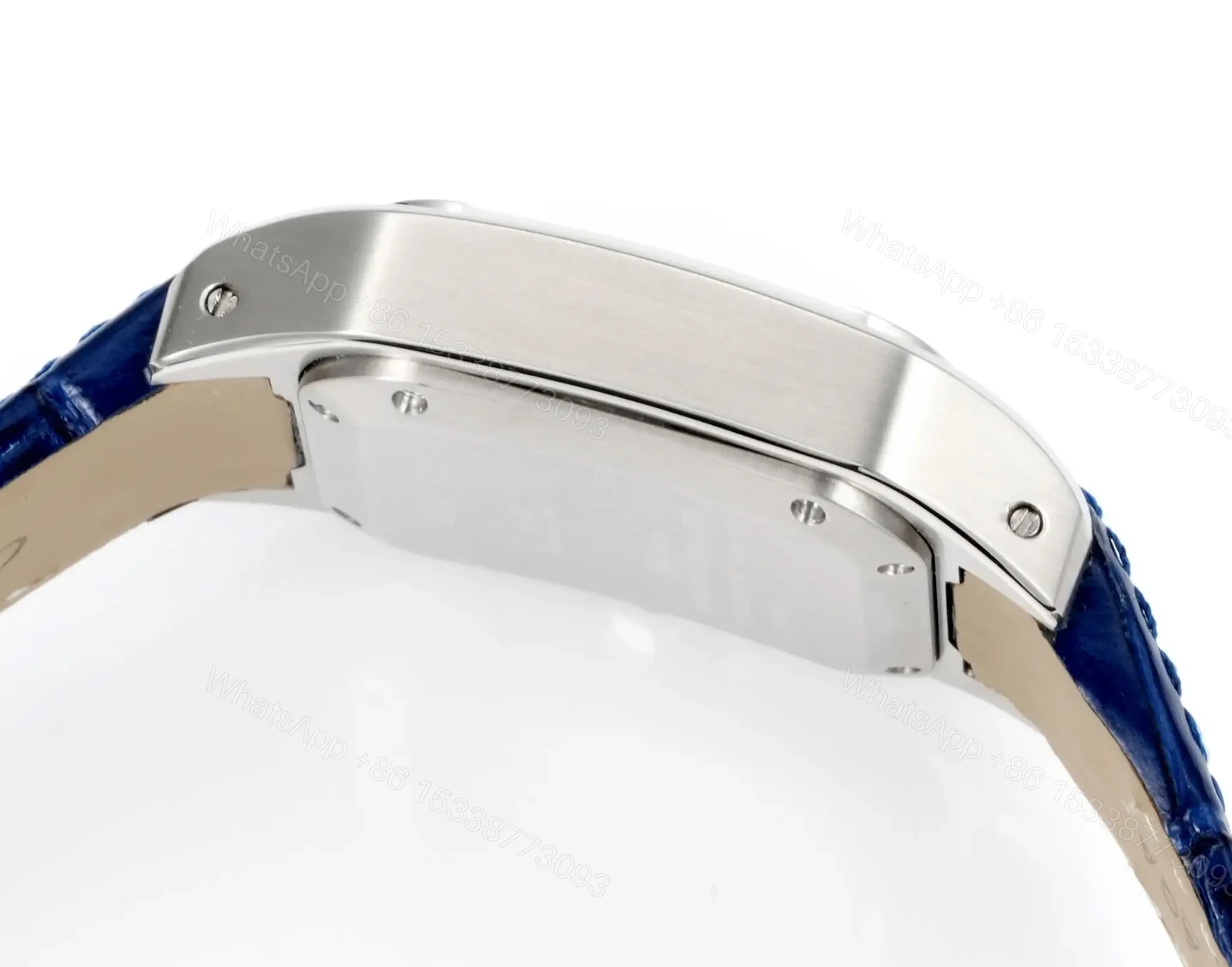 View 4 of Premium Cartier Santos 100th Anniversary replica Blue Leather Strap Edition RG-CARTIER-SANTOS-100-BLUE-LEATHER
