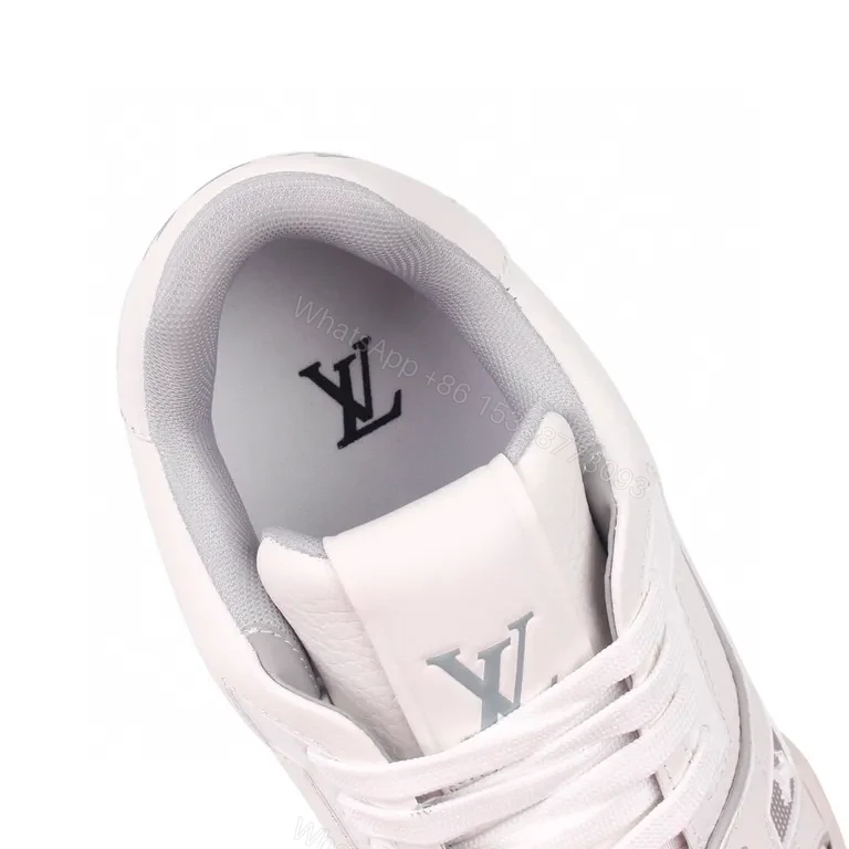 View 7 of Minimalist White Luxury Sneakers - Premium Leather, Subtle LV Details, All-Day Comfort