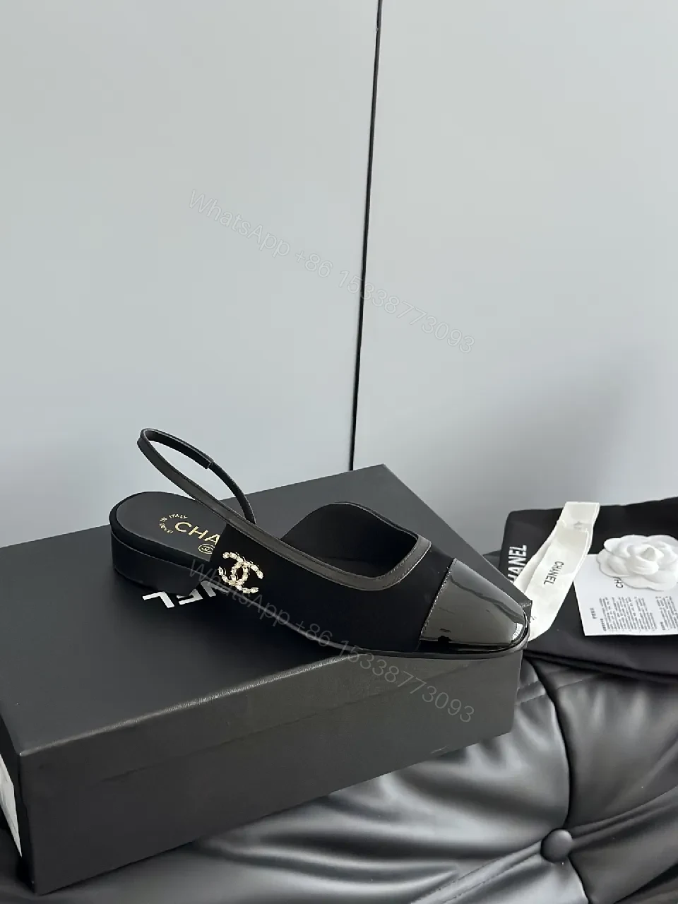 View 2 of Black Patent Slingback Pumps | Minimalist Luxe, Cushioned Comfort
