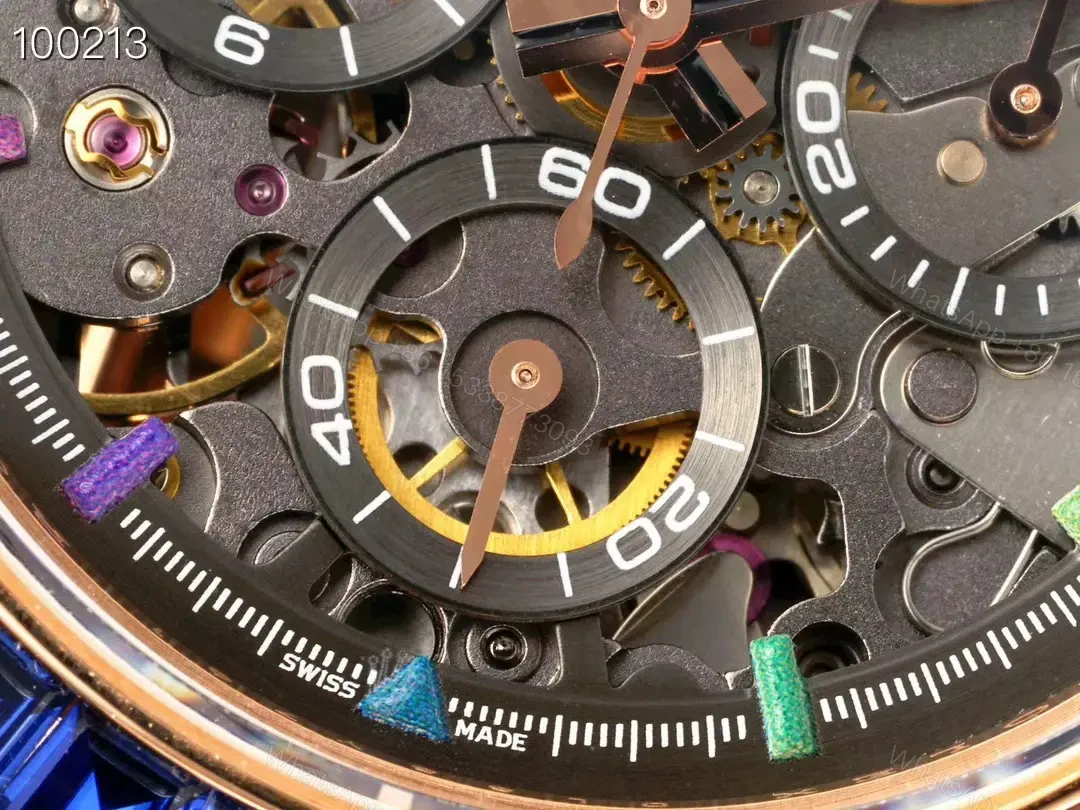 View 4 of Best Rolex Rainbow Skeleton Daytona replica 40MM Rose Gold Oyster Bracelet Edition ROLEX-DAYTONA-RB-SKEL-RG-40