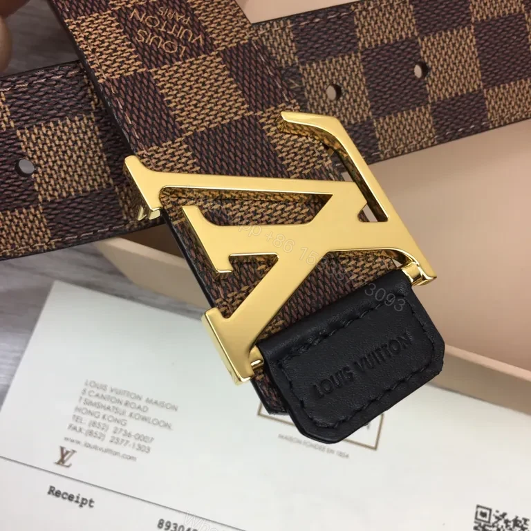 View 2 of Louis Vuitton Damier Canvas Belt with Signature Buckle