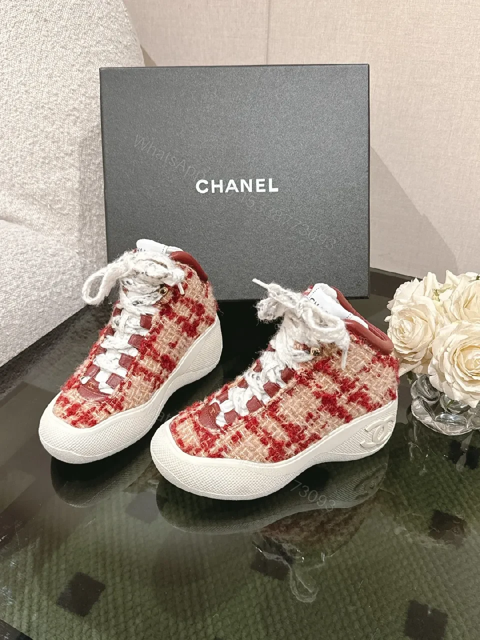 View 8 of Textured Boucle High-Tops with Luxe Accents Sneakers