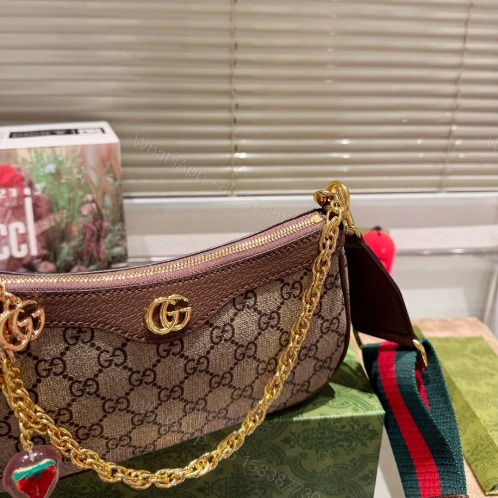 View 5 of Gucci Ophidia Small Shoulder Bag Beige And Dark Brown 25Cm 735132 FABLE 9442