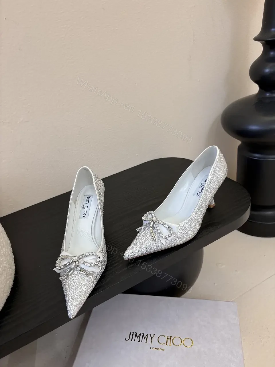 Glitter Bow Pointed-Toe Pumps - Night-Glow Luxury Shoes — view 1