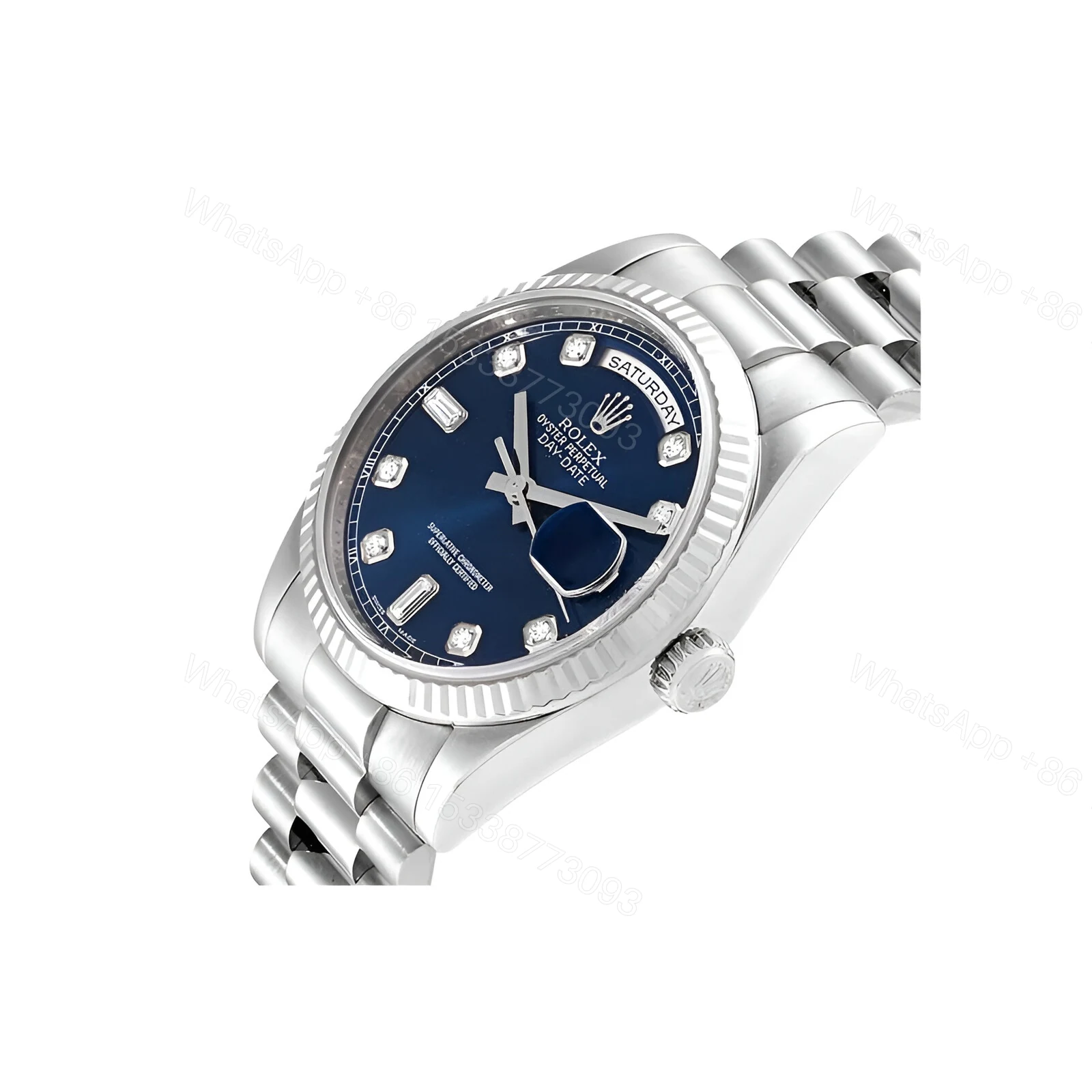 View 3 of Rolex Day-Date 128239 Blue Dial With Diamond Replica