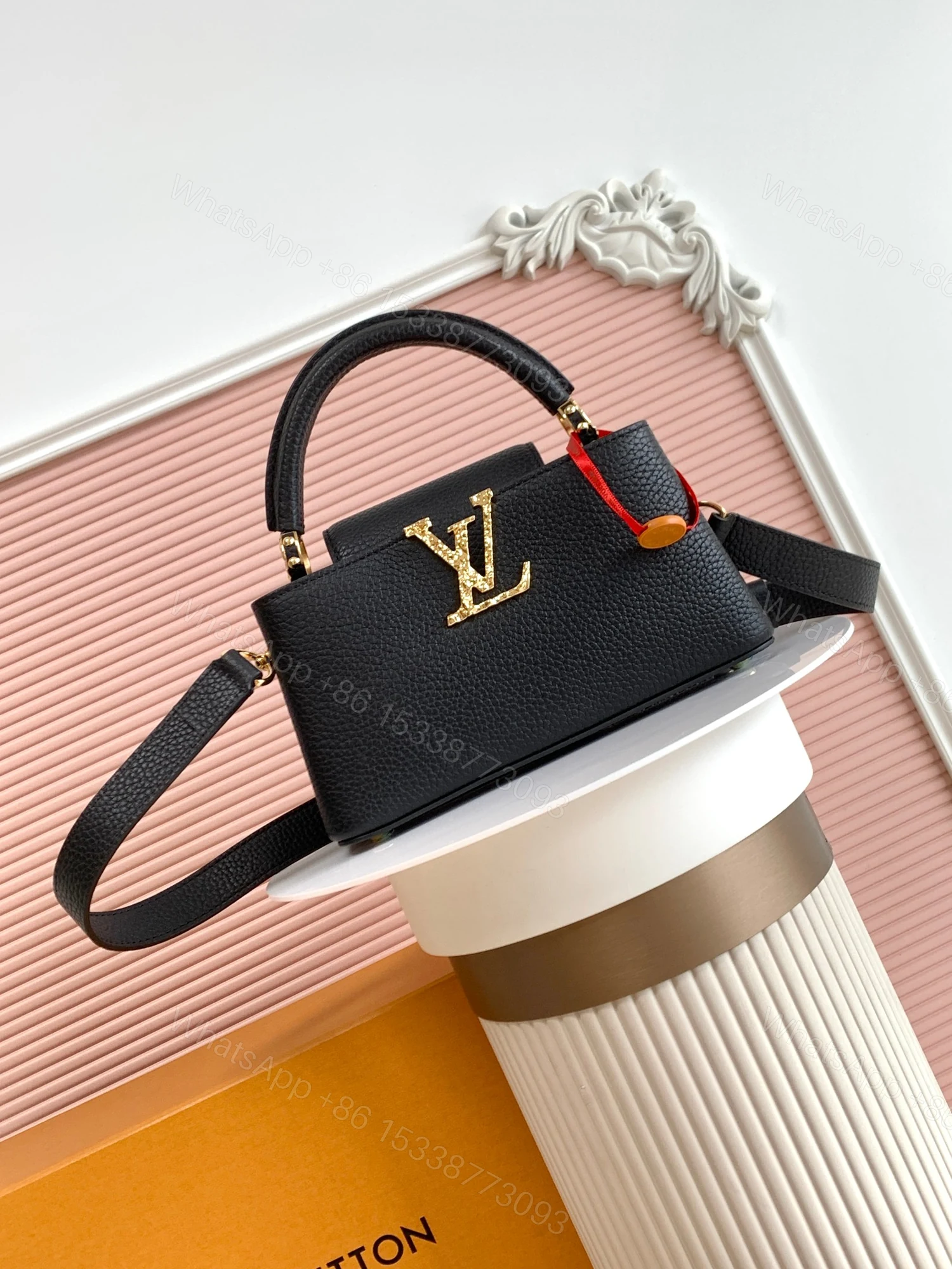 LV原單女士手提包黑色金扣晶鑽Logo精品百搭款 — view 1