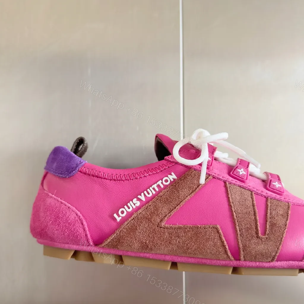 View 6 of Vibrant Pink Leather Sneaker with Signature Hardware