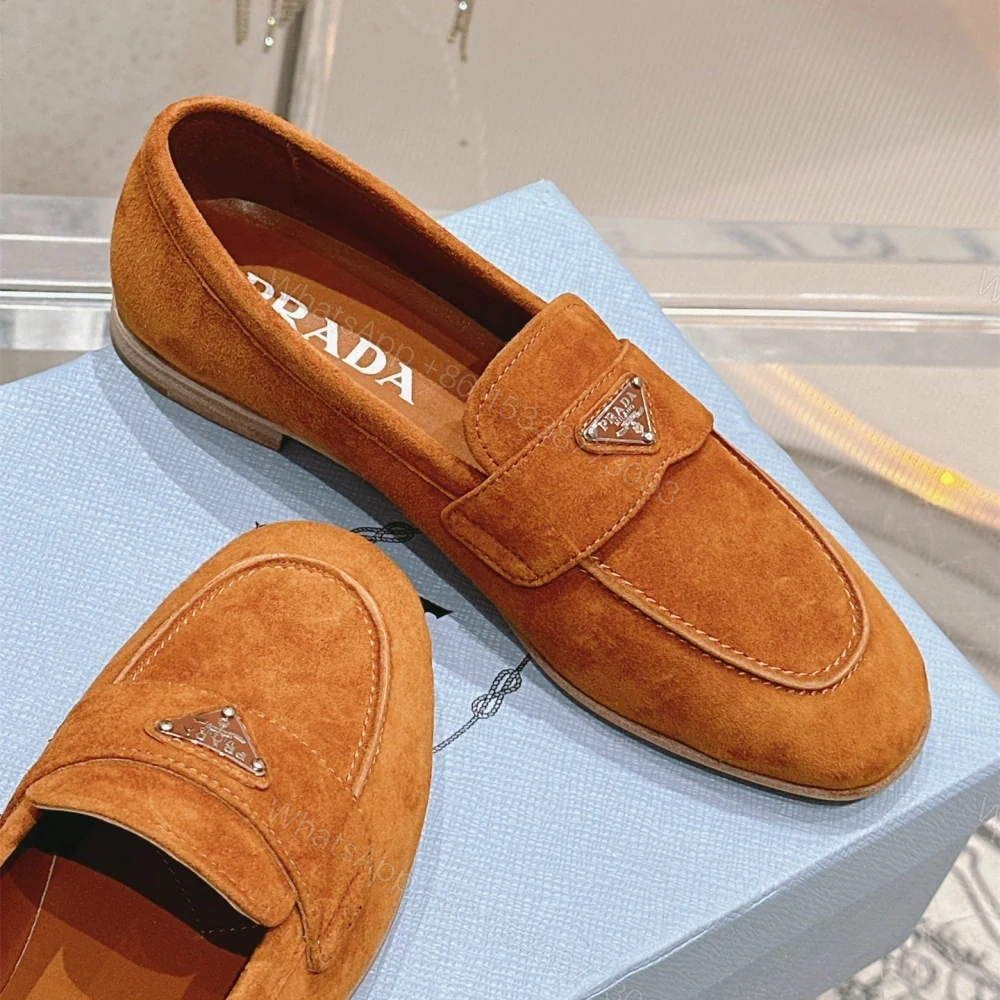 View 6 of 高仿Prada*1D468D薄款女士商務鞋羊猄絨棕免檢版