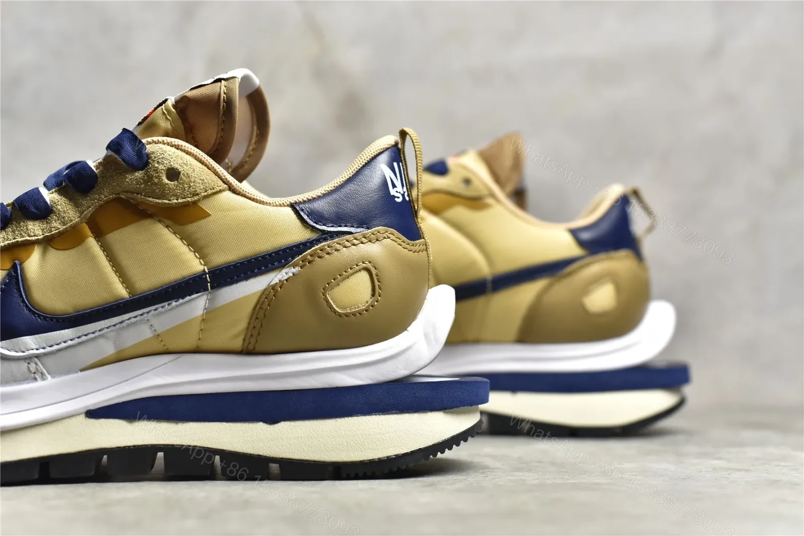 View 6 of Sacai × Nike VaporWaffle “Sesame and Blue Void” Replicas