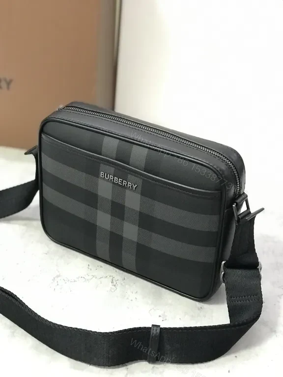 View 4 of Burberry Plaid Crossbody: Luxe City Bag with Leather Trim