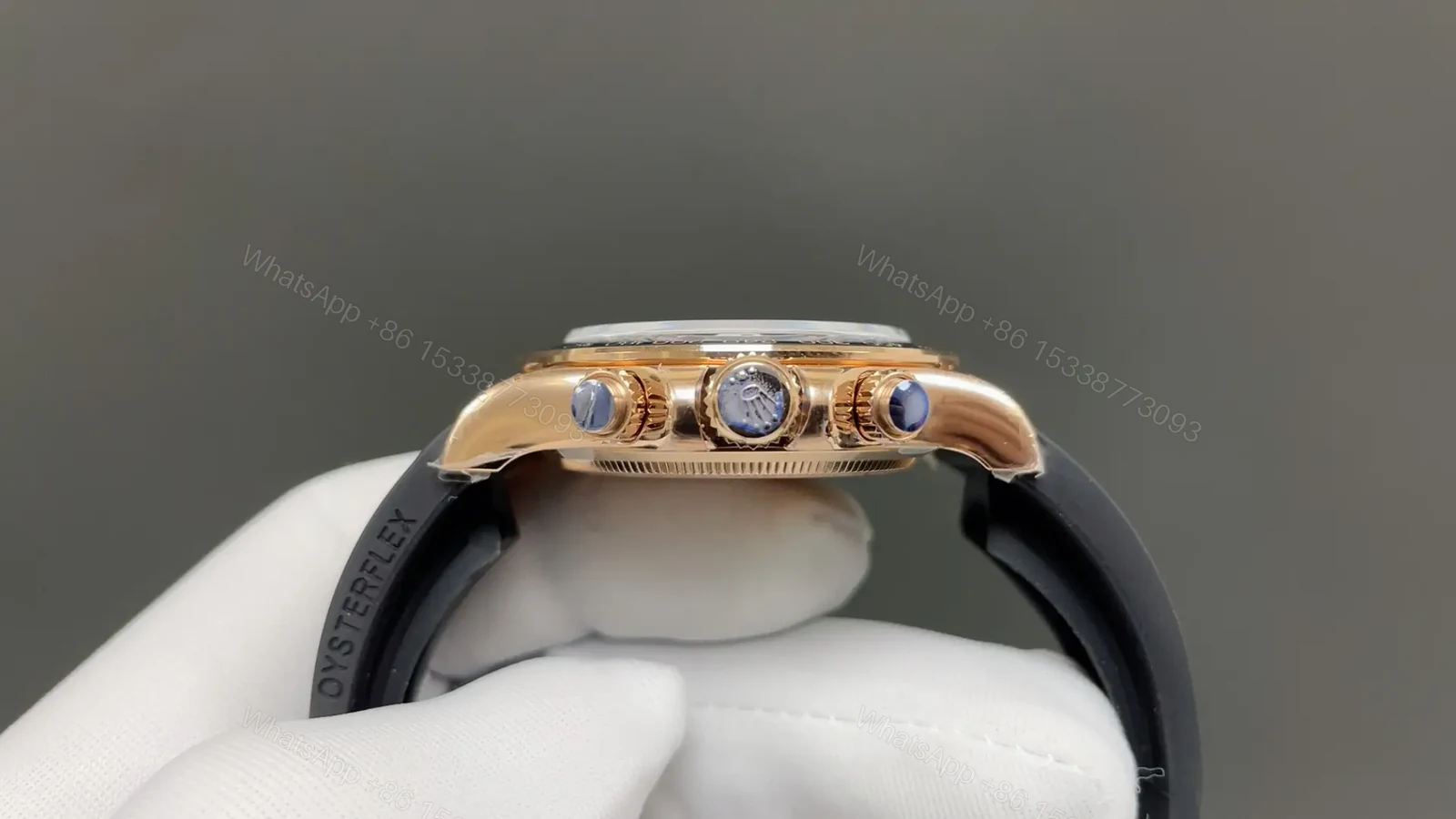 View 4 of Rolex Daytona 40mm Meteorite Dial Oysterflex Gold Style Black Ceramic Bezel Watch RLX-DAY-40-MET-OYSTER-RG