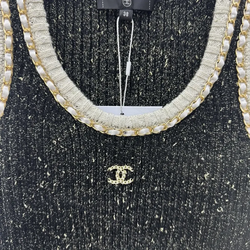 View 6 of Metallic-Trim Knit Tank: Crystal Neckline, Rich Texture