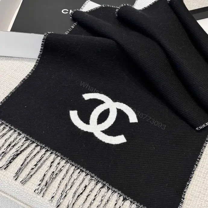 View 8 of Black-White Signature-Style Scarf Set: Luxe All-Season Comfort