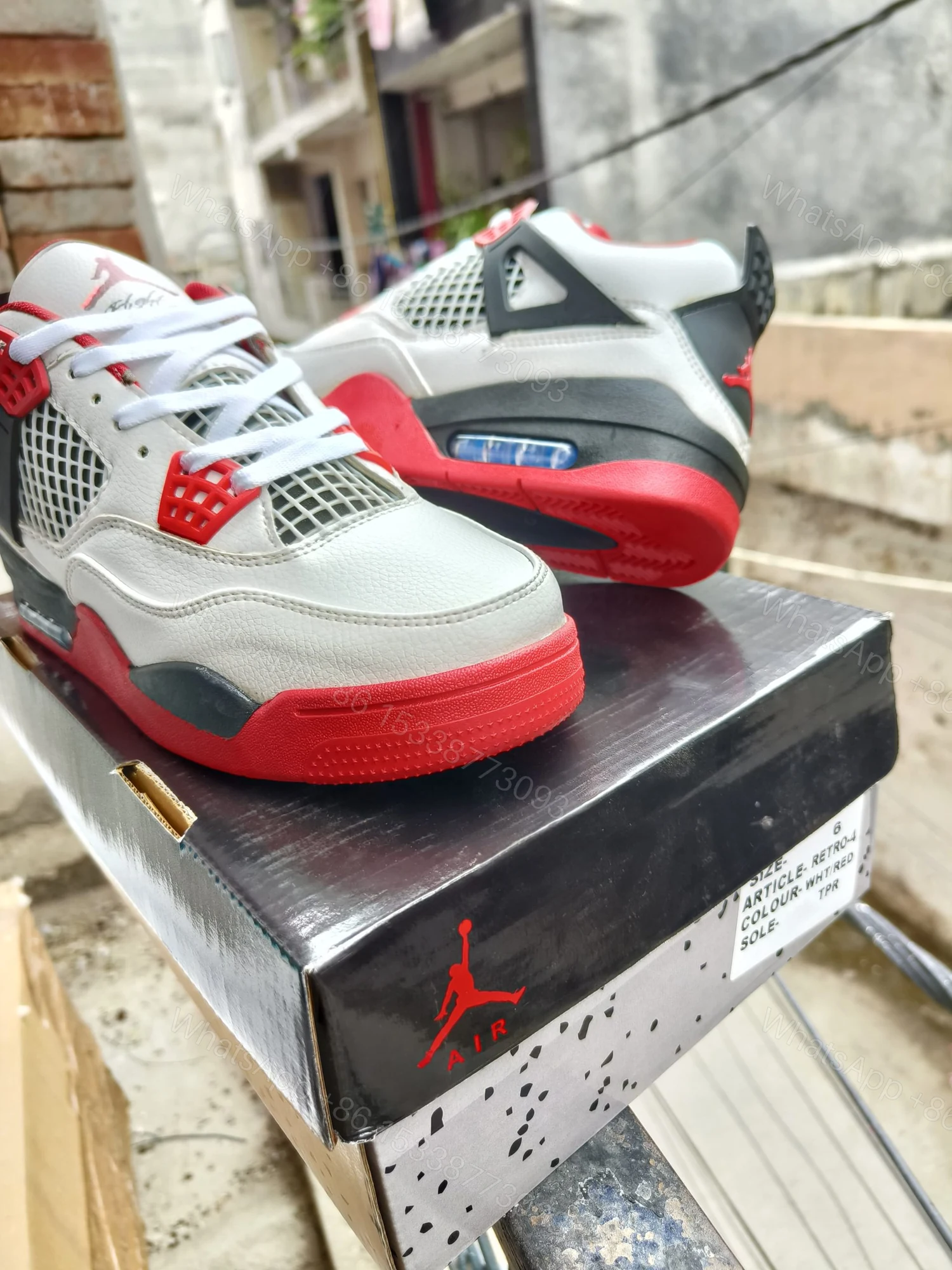 View 2 of BUY FIRST COPY NIKE JORDAN 4 “RED/WHITE” SNEAKERS