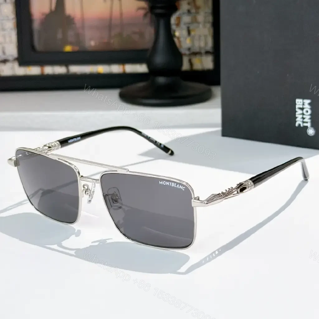 View 9 of Gunmetal Minimalist Sunglasses, Polarized, Modern Square Frame