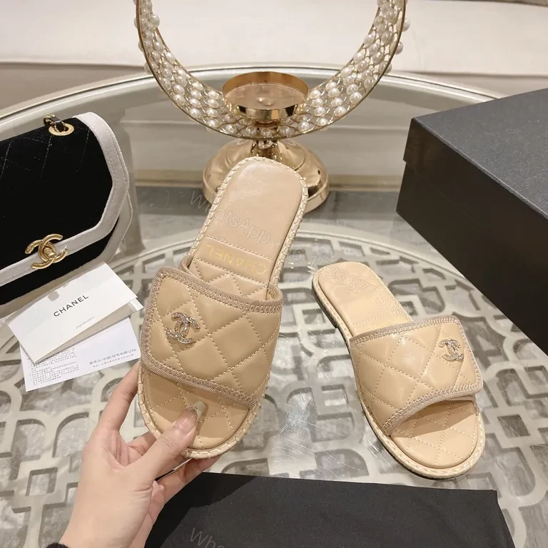 View 7 of Quilted Slides with Chanel Motif â€“ Luxury Everyday Comfort