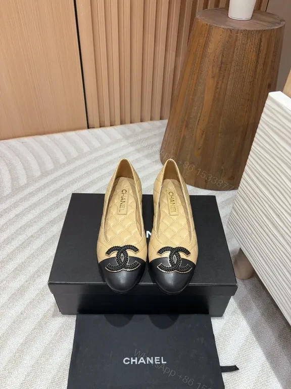 View 2 of Quilted Beige/Black Ballet Flats â€“ Luxe Hardware, Everyday
