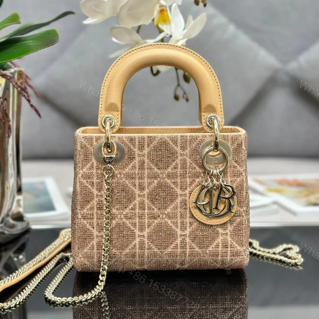 Dior Lady Super Yellow Beaded Handbag 17x15x7cm — view 1