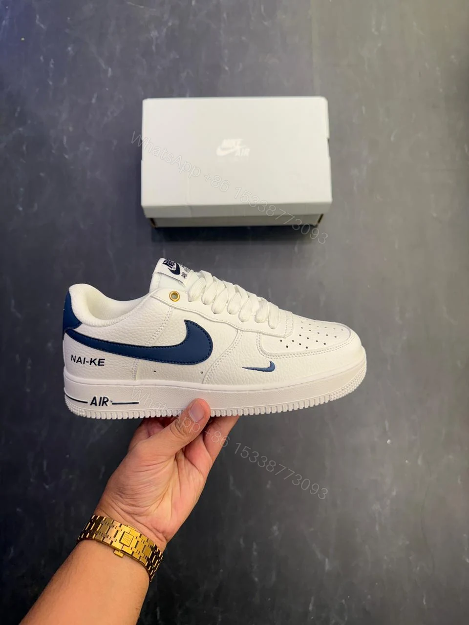 View 4 of FIRST COPY NIKE AIRFORCE ONE WHITE NAVY FOR MEN
