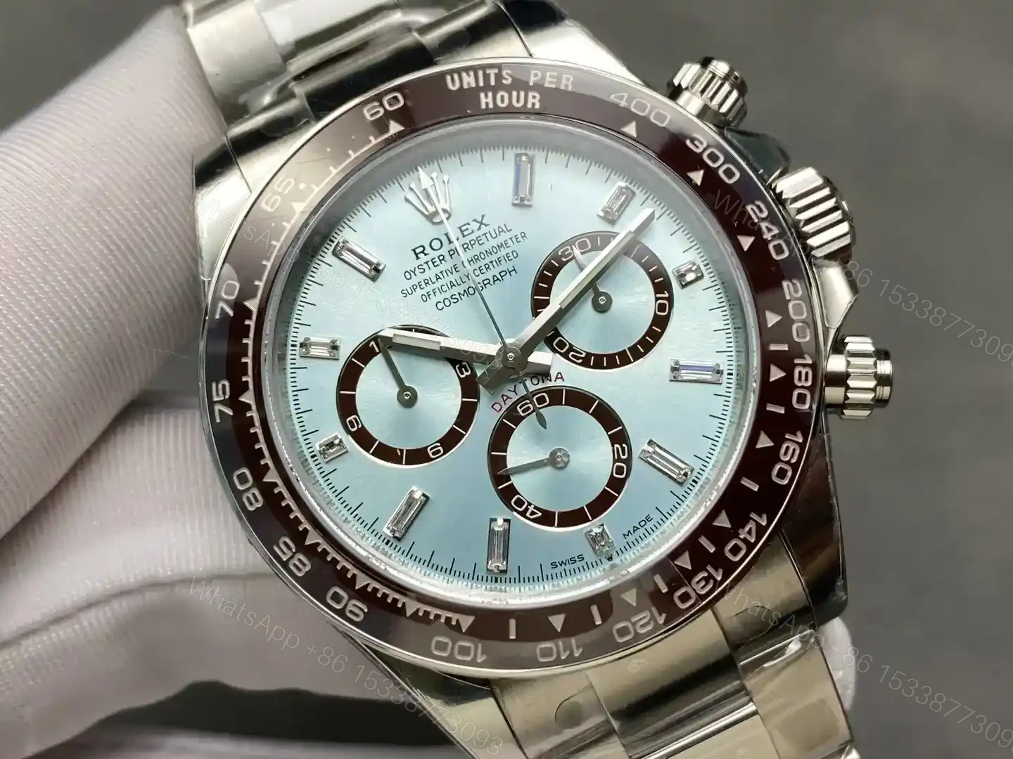View 2 of Rolex Cosmograph Daytona VSF Platinum Cerachrom Ice Blue Dial Oyster Bracelet 40mm 126506-0001