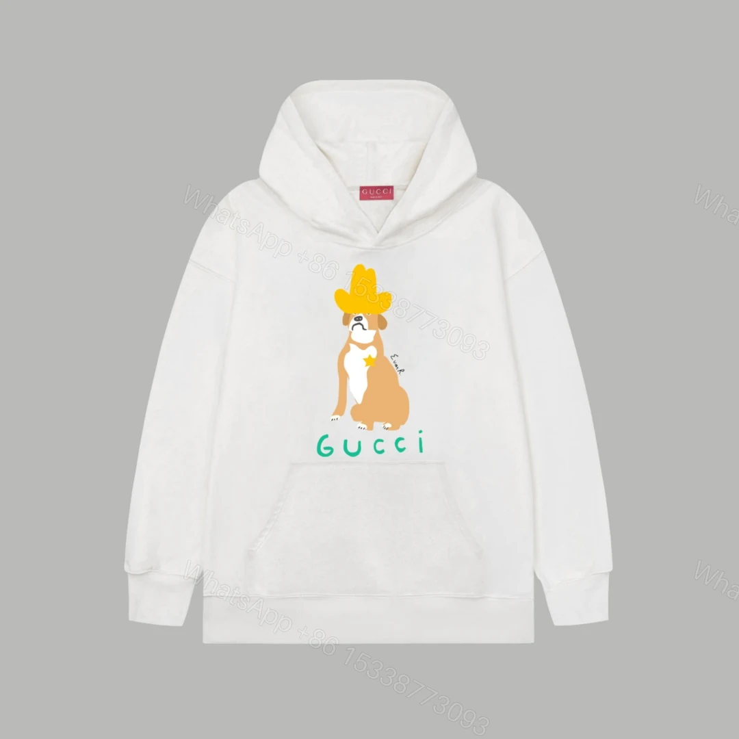 Gucci一比一連帽上衣白色狗狗插畫設計男士日系潮風 — view 1