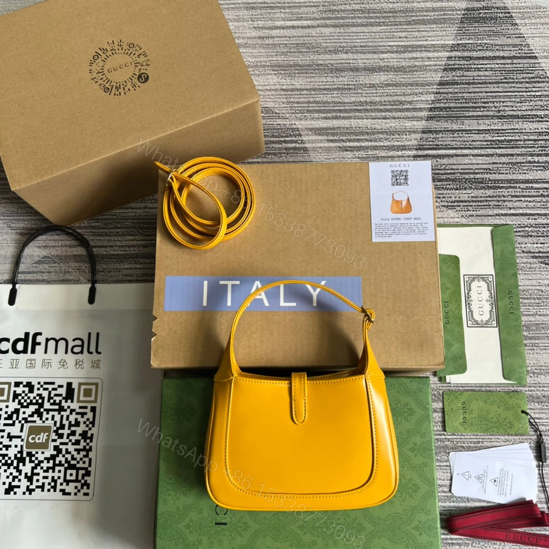 View 3 of GG JACKIE MINI 19 SHOULDER BAG IN YELLOW CALFSKIN