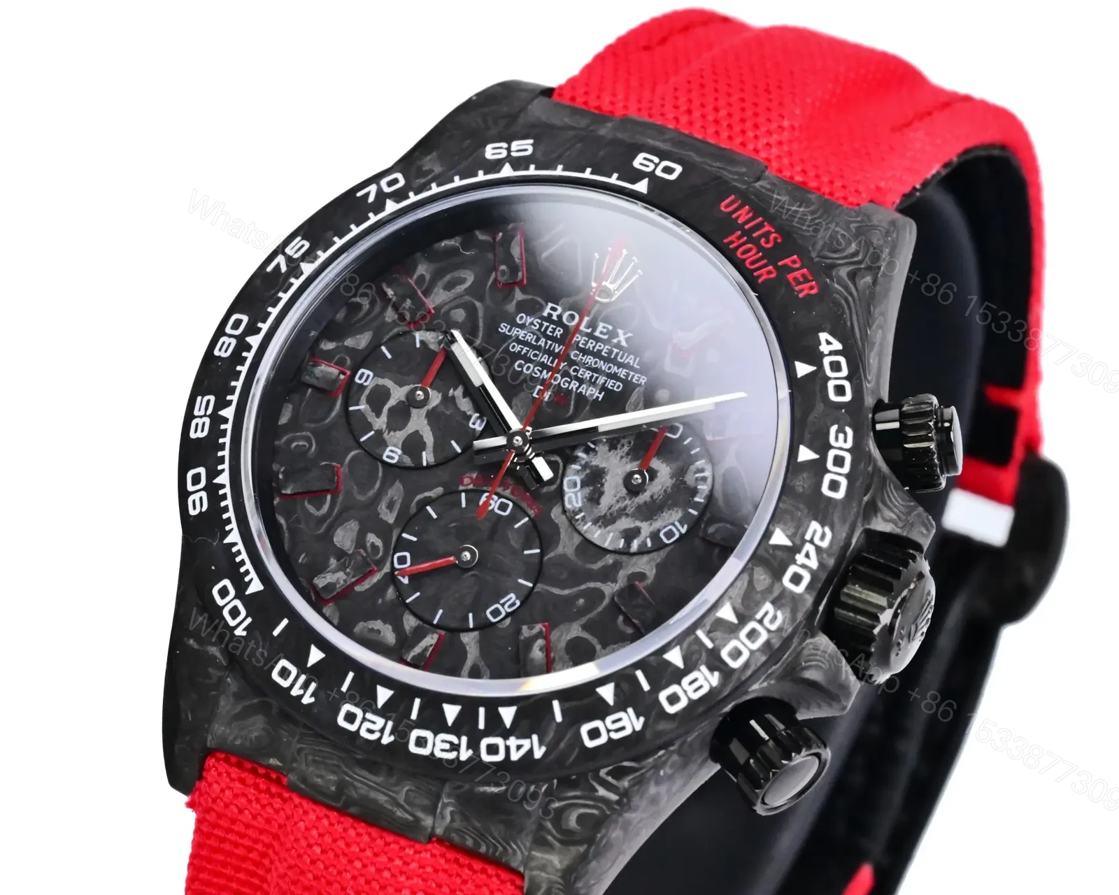 View 5 of Best Rolex Daytona Carbon Red Strap replica 40MM Edition RG-DAYTONA-CARBON-RED-STRAP-40