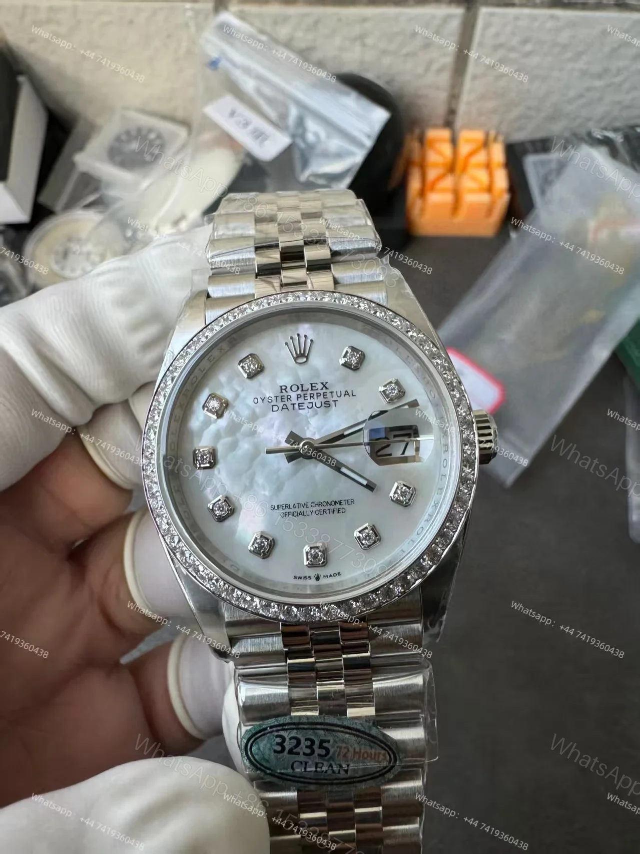 View 11 of Rolex Datejust M126284RBR-0011 1:1 Replica Mother of Pearl Diamond Dial Jubilee 36MM 3235 Movement Super Clone Watch