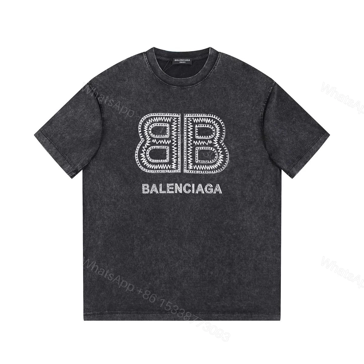 Balenciaga 一比一 男款復古水洗BB字母短袖T恤 潮流寬鬆版型 — view 1