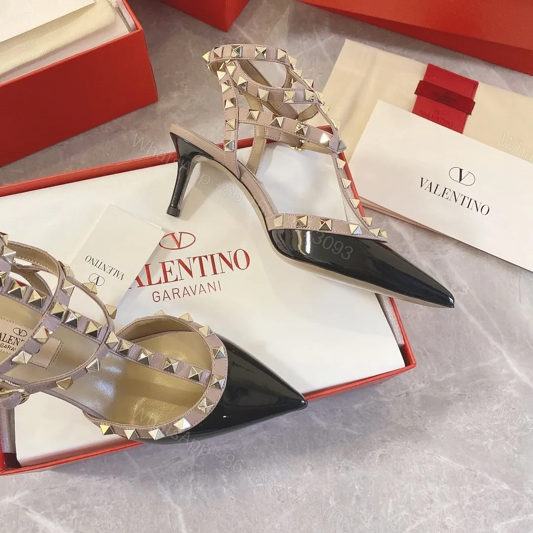 View 3 of Valentino Women Black Patent Leather Studded Heels