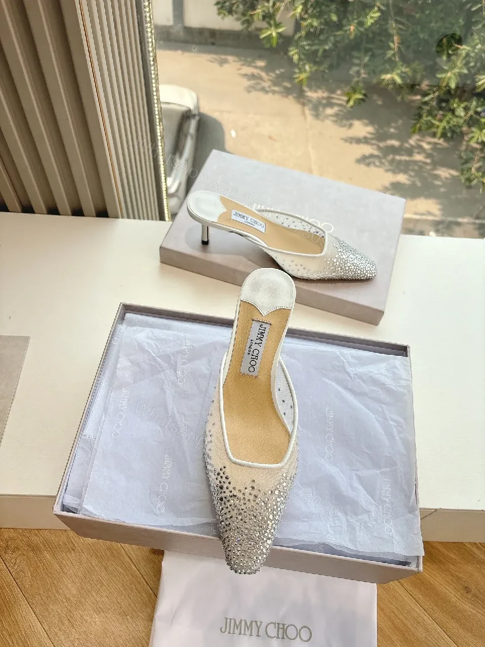 View 8 of Crystal-Embellished Satin Slip-Ons: Evening Glamour Shoes