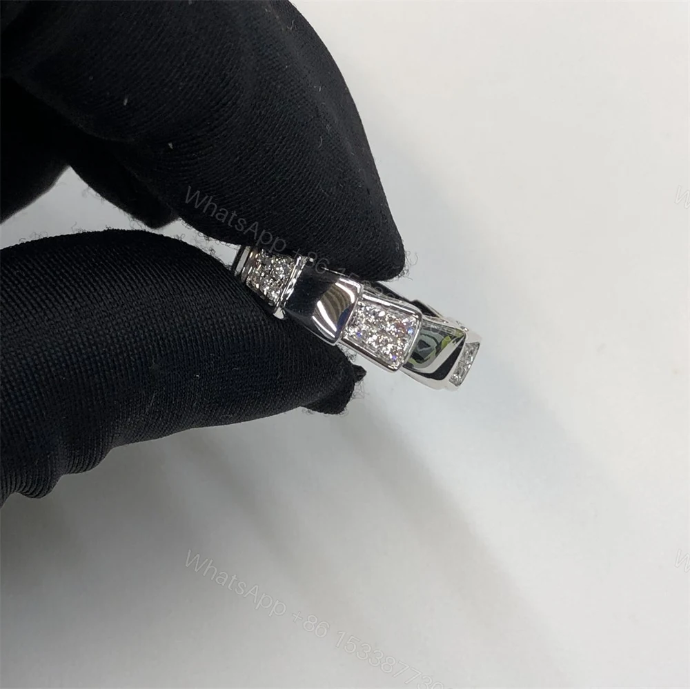 View 2 of Bvlgari Serpenti Viper Ring White Gold Half Pave Diamonds 353295