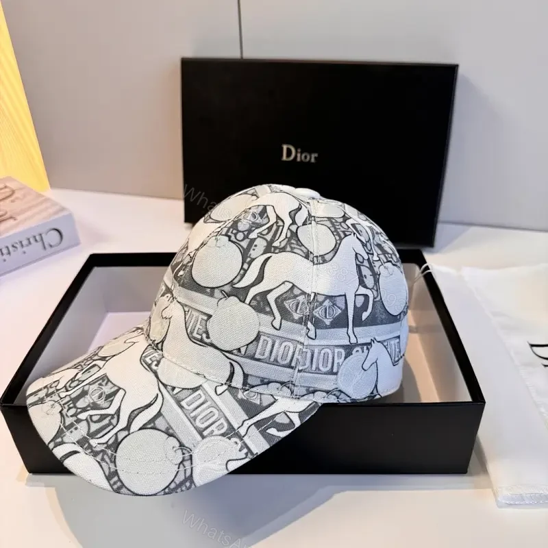 White Cap Baseball DIOR Cartoon Print ComfortFit Cap — view 1