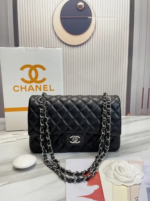 View 3 of Red Quilted Chanel-Inspired Flap Bag with Silver Chain Bag