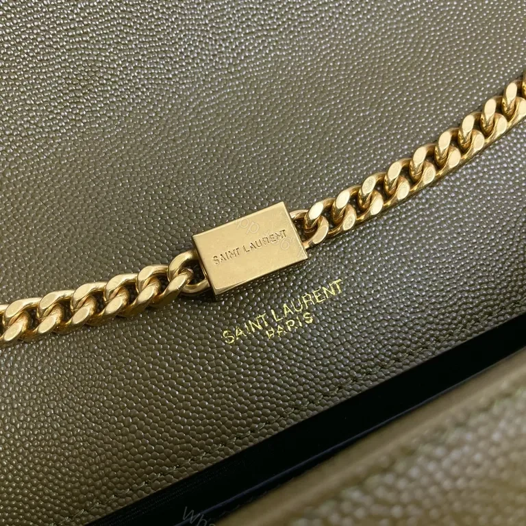 View 4 of Olive Green YSL-Inspired Leather Shoulder Bag: Structured Luxe