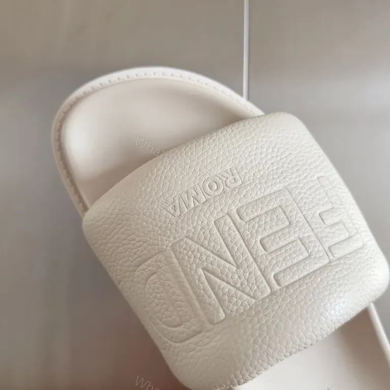 View 3 of Monochrome Fendi ROMA Leather Slip-On Sandals, Luxury Comfort