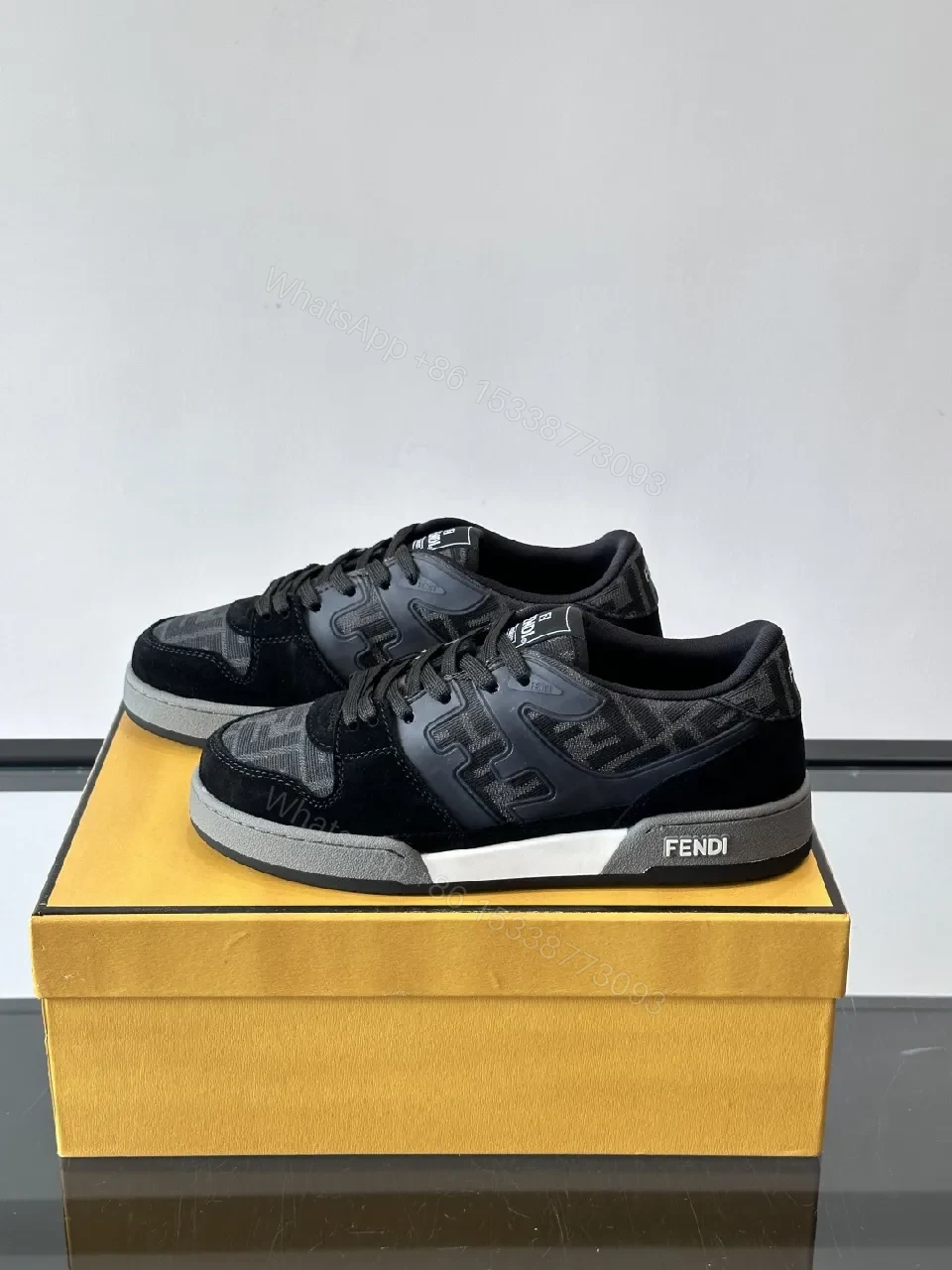 View 2 of Dark Luxe Monogram Platform Sneakers - High-Top Comfort