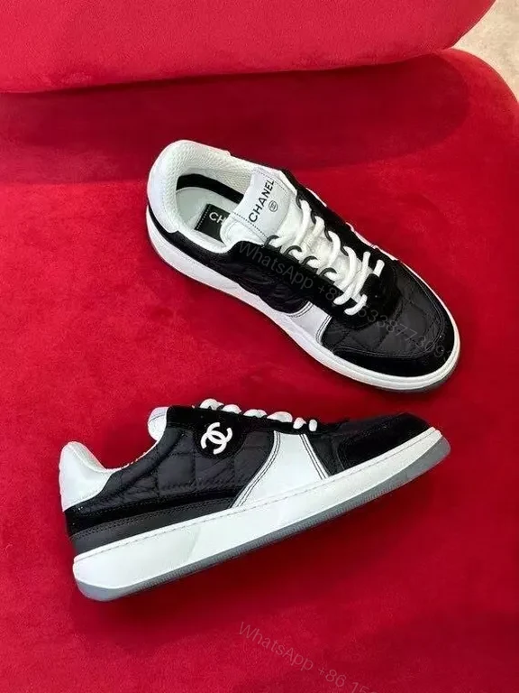 View 4 of Quilted Black-White Low-Top Sneakers: Premium Luxury casual