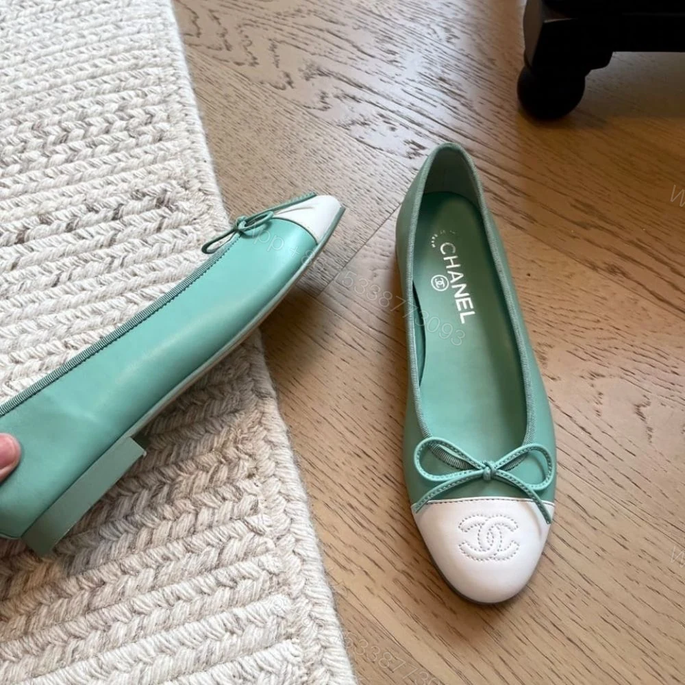 View 4 of Chanel Ballet Flats Light Green And White