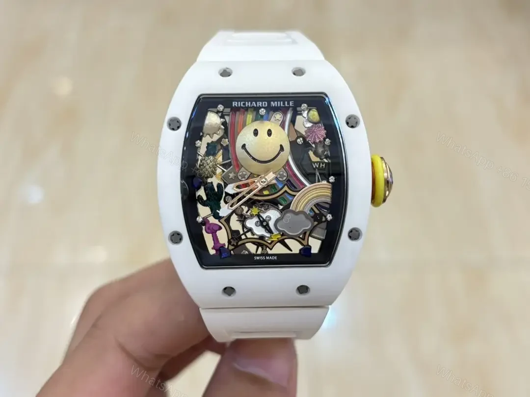 View 2 of Replica Richard Mille RM 88 Smiley Swiss Automatic Tourbillon White Rubber Strap