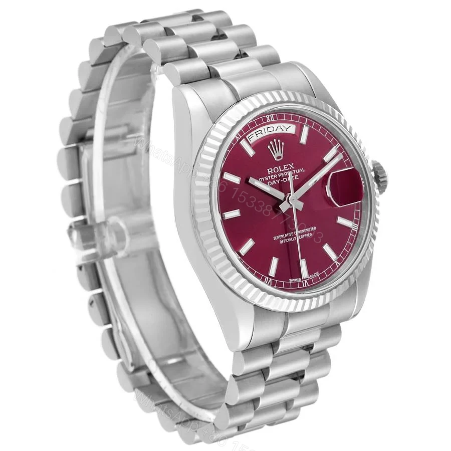 View 2 of Replica Rolex Day-Date 36 Red Stick Dial Steel